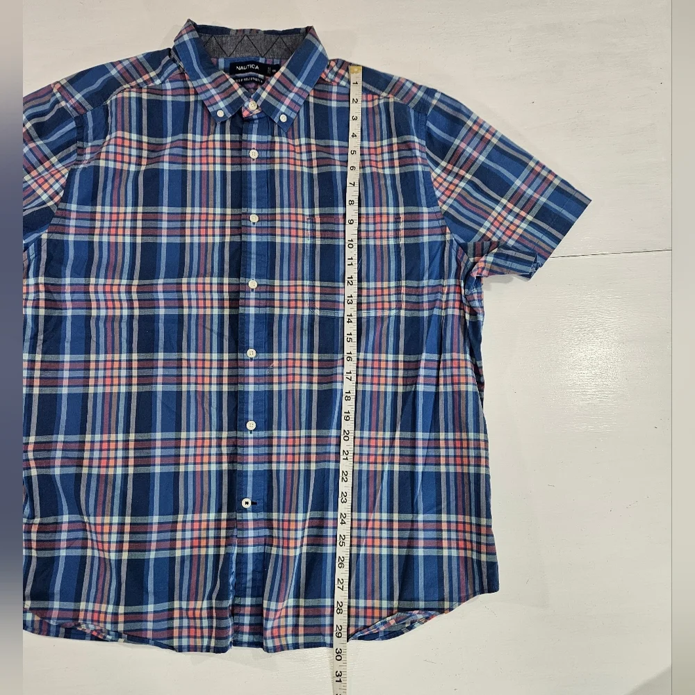 Nautica plaid button down short sleeve shirt men's size XXL